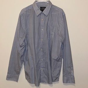 Men’s Dress Grey + White Patterned Button Down
